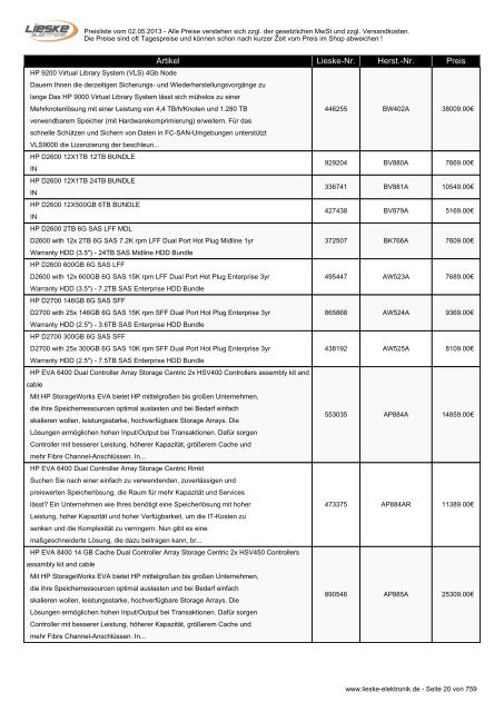 Lieske Elektronik Preisliste - Lieske-Elektronik e.K.