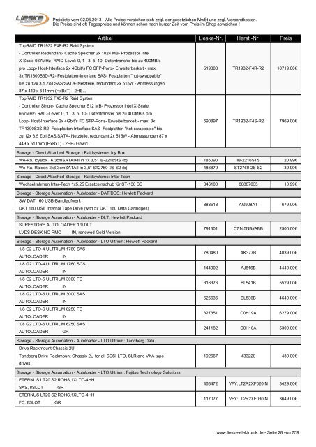Lieske Elektronik Preisliste - Lieske-Elektronik e.K.