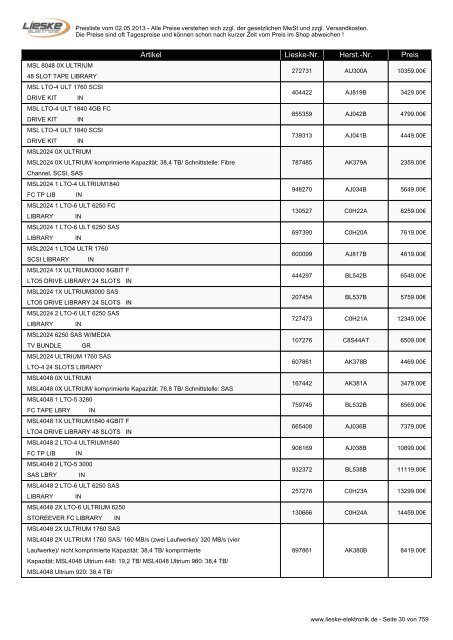 Lieske Elektronik Preisliste - Lieske-Elektronik e.K.