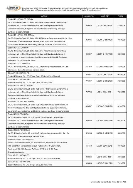 Lieske Elektronik Preisliste - Lieske-Elektronik e.K.