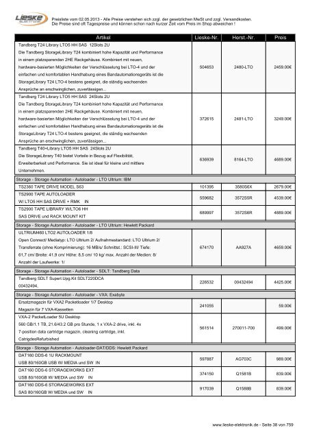 Lieske Elektronik Preisliste - Lieske-Elektronik e.K.