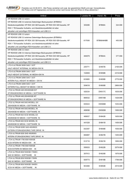 Lieske Elektronik Preisliste - Lieske-Elektronik e.K.