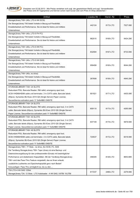 Lieske Elektronik Preisliste - Lieske-Elektronik e.K.