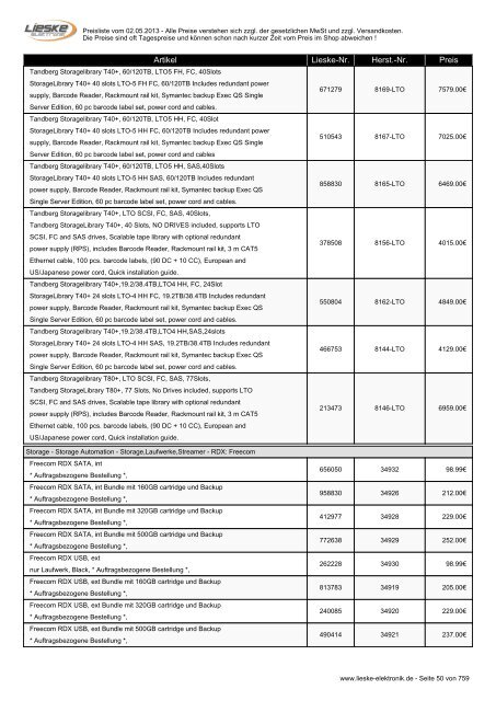 Lieske Elektronik Preisliste - Lieske-Elektronik e.K.