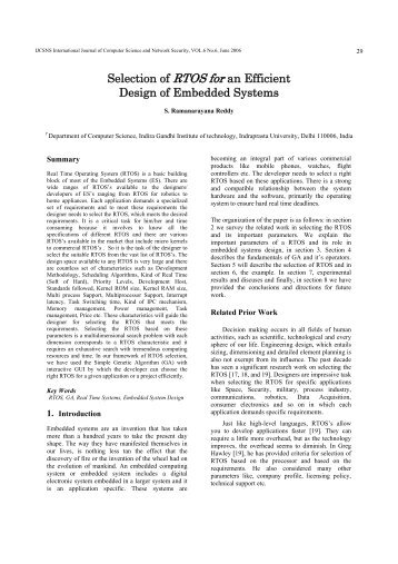 Selection of RTOS for an Efficient Design of Embedded Systems