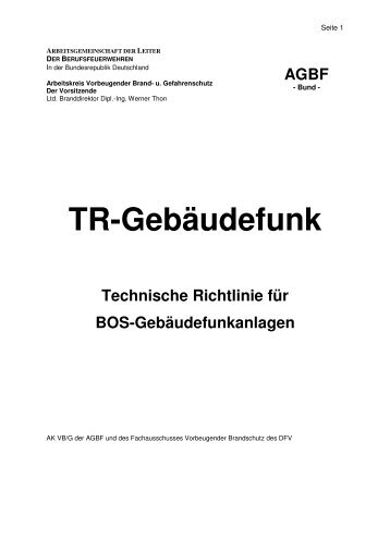 Technische Richtlinie für BOS-Gebäudefunkanlagen - AGBF Bund