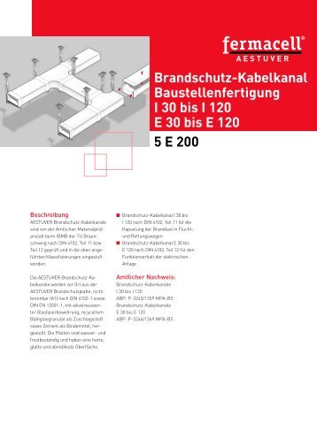Brandschutz-Kabelkanal Baustellenfertigung I 30 bis I 120 E 30 bis ...