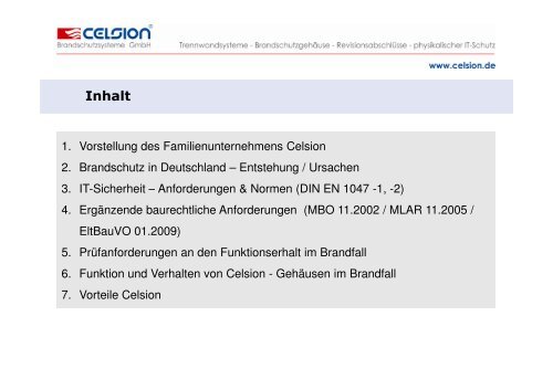 Funktion und Verhalten von Celsion-Gehäusen im Brandfall ...