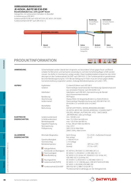 FUNKTIONSERHALT IM BRANDFALL - Dätwyler - Datwyler