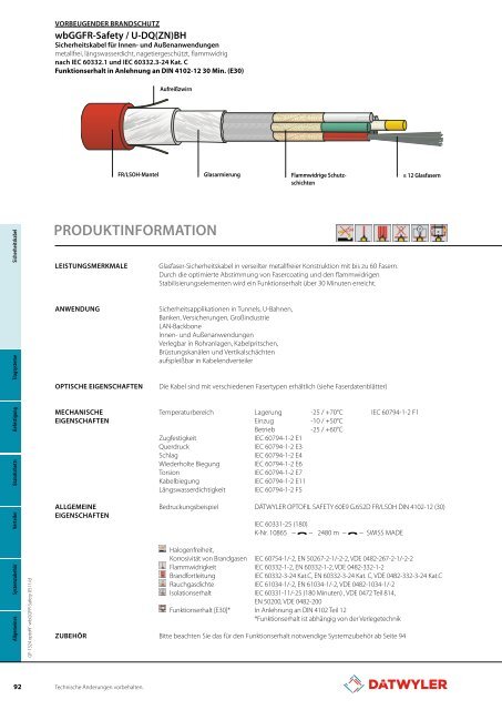 FUNKTIONSERHALT IM BRANDFALL - Dätwyler - Datwyler