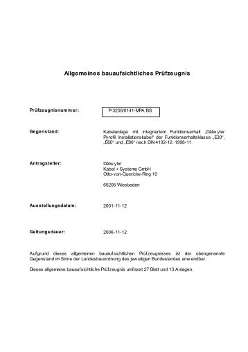 Allgemeines bauaufsichtliches Prüfzeugnis