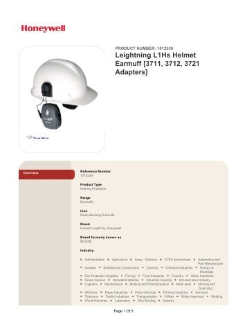 Leightning L1Hs Helmet Earmuff [3711, 3712 ... - Caswells Group