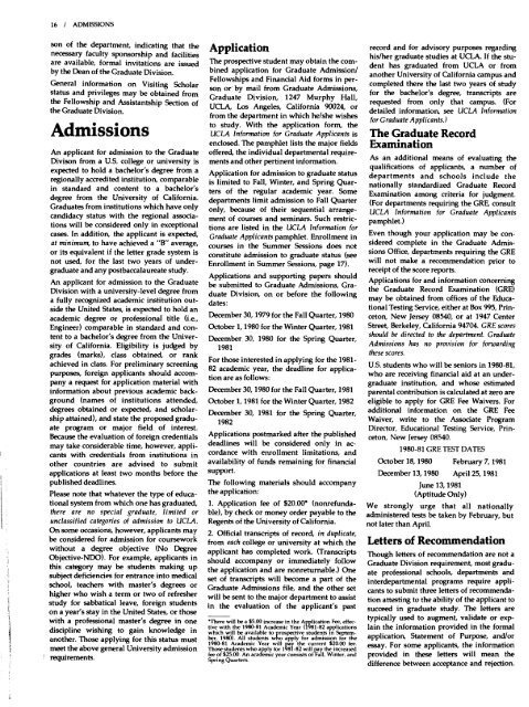 UCLA Graduate Catalog 1980-81 - Registrar - UCLA