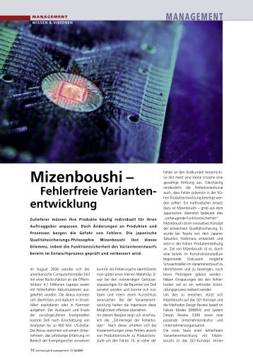 Mizenboushi - Fehlerfreie Variantenentwicklung - Träger-Management