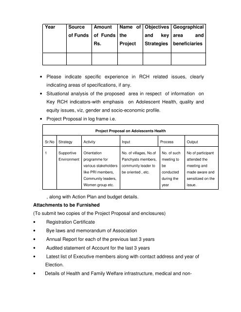 invitation of project proposal on adolescent health under nrhm