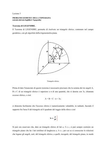 Lezione 3 Teorema di LEGENDRE. Il Teorema di ... - Rilevamento.it