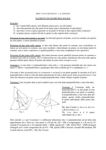 ELEMENTI DI GEOMETRIA SOLIDA Postulati: 1 ... - Ivan Cervesato