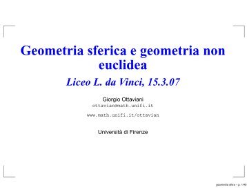 Geometria sferica e geometria non euclidea
