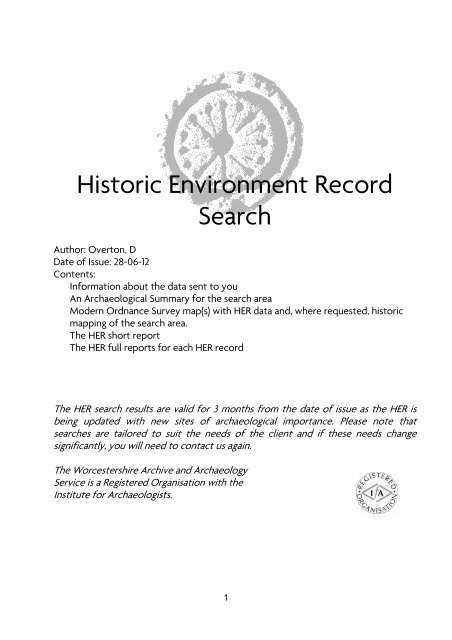Historic Environment Record Search - Wychavon District Council