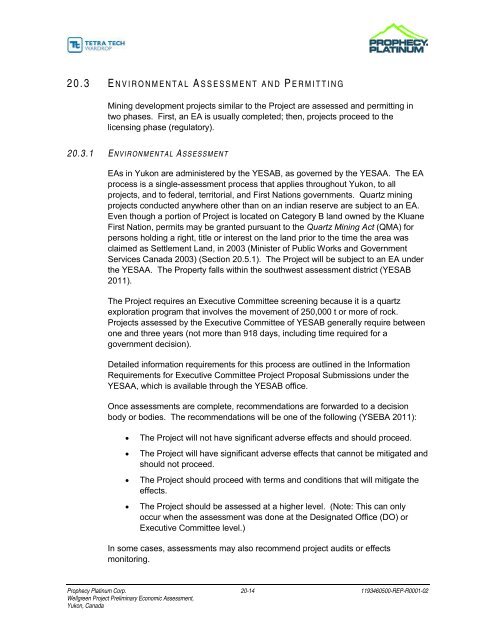 Wellgreen Project Preliminary Economic Assessment ... - OTCIQ.com