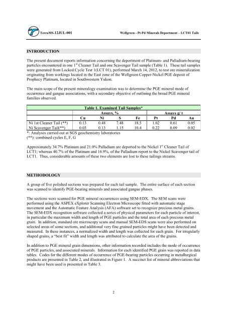 Wellgreen Project Preliminary Economic Assessment ... - OTCIQ.com