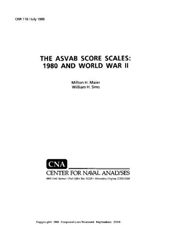 THE ASVAB SCORE SCALES 1980 AND WORLD WAR II ... - CNA