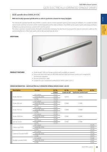 GEZE ELECTRICALLY OPERATED SPINDLE DRIVES - Clearmont