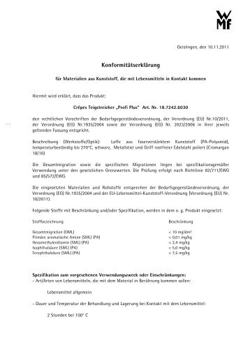 Konformitätserklärung - Wmf