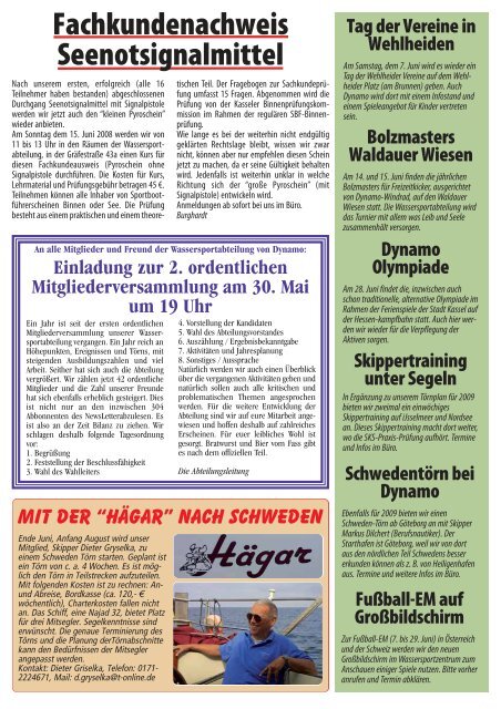 klicken um den NewsLetter zu laden - Dynamo-Segeln