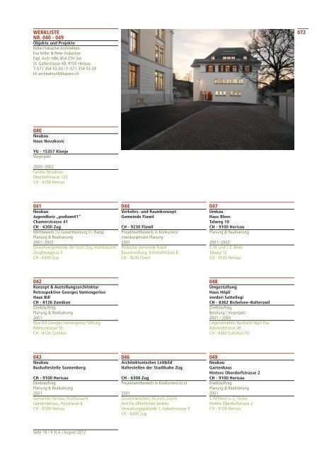 Werkliste PDF 26.4 MB - Keller Hubacher Architekten