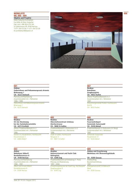 Werkliste PDF 26.4 MB - Keller Hubacher Architekten