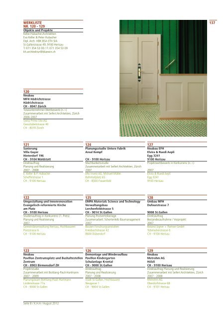 Werkliste PDF 26.4 MB - Keller Hubacher Architekten