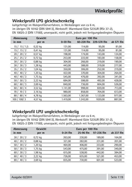 Stahlpreisliste 2011 - Stahl-Eberhardt