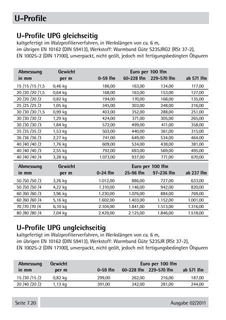 Stahlpreisliste 2011 - Stahl-Eberhardt