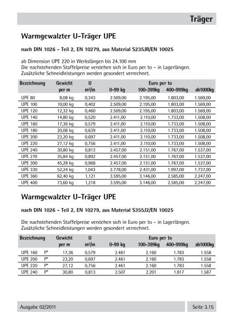 Stahlpreisliste 2011 - Stahl-Eberhardt