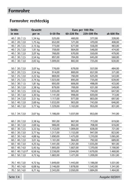 Stahlpreisliste 2011 - Stahl-Eberhardt