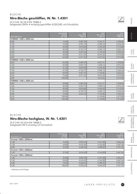 LAGER-PREISLISTE 2013 / 2014 - Grosschädl Preisliste 2013/2014