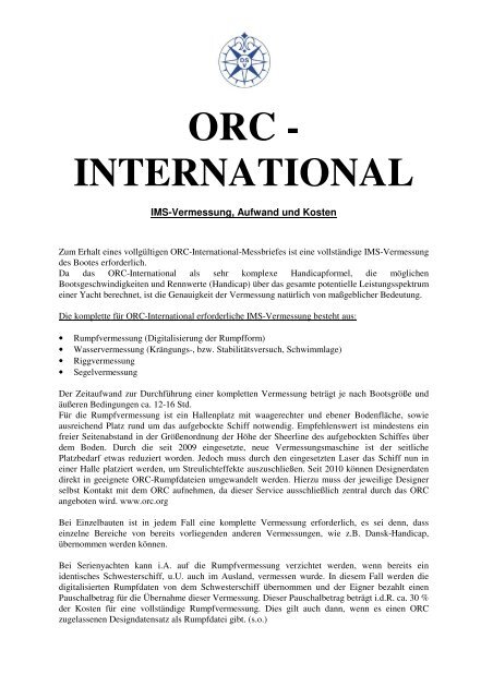 ORC-International Aufwand und Kosten 2013 - Deutscher Segler ...