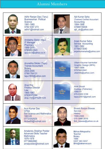 Member list - Jagannath Hall Alumni Association of UK