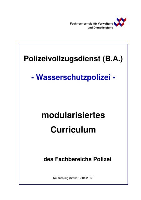 Curriculum Polizeivollzugsdienst B A Fhvd Fachhochschule