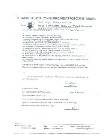 ntegrated coastal zone management project,west bengal