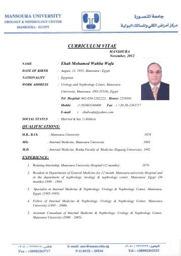 CURRICULUM VITAE - Mansoura University