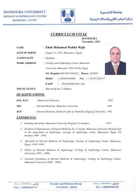 Curriculum Vitae Mansoura University