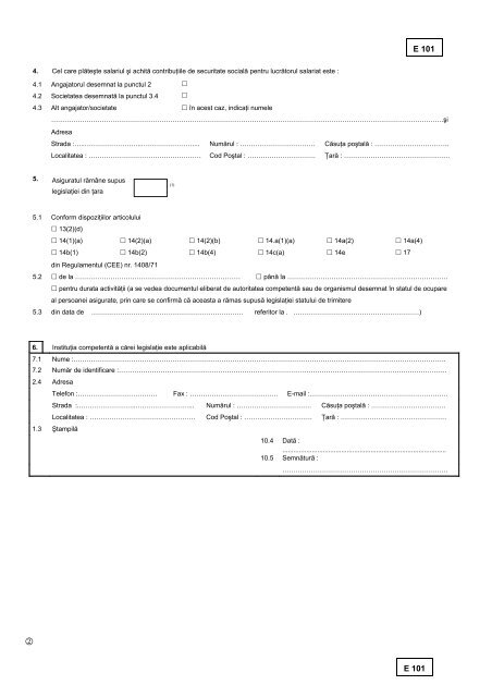 E 101 formular