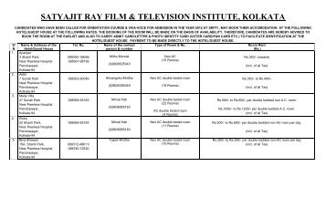 accomodation available at the hotel/guest house - Satyajit Ray Film ...