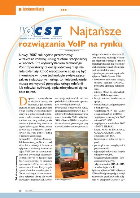 czytaj pdf (229kB) - IQCST - Cyfrowe Systemy Telekomunikacyjne ...