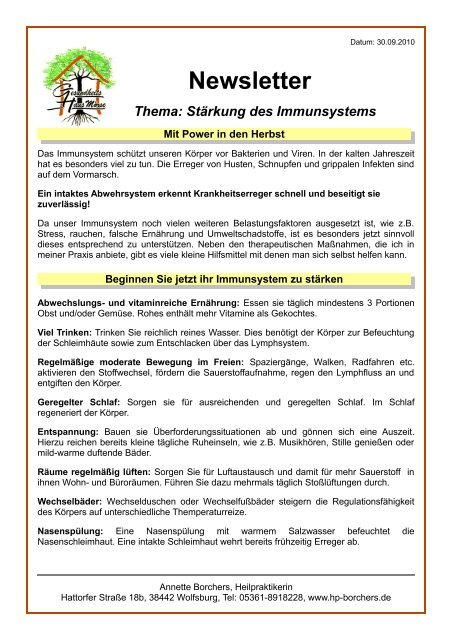 Stärkung des Immunsystems - Annette Borchers