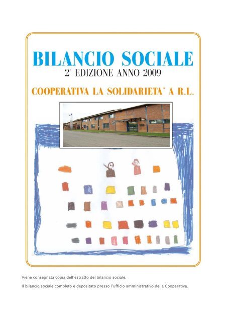 Bilancio Sociale 2009 - Cooperativa La Solidarietà