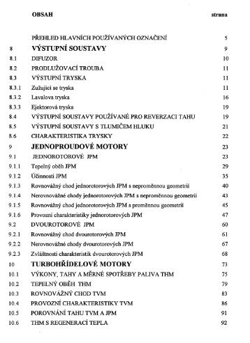 8 výstupní soustavy 9 9 jednoproudové motory 23 10 turbohřídelové ...