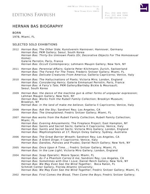 HERNAN BAS BIOGRAPHY - Editions Fawbush